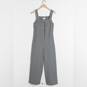 Anthropologie Maeve Black and White Overalls